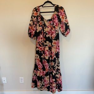 Anthropologie black floral maxi dress